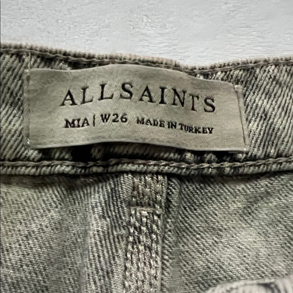 All Saints mia met Talia cargo Jean pants metallic silver cyber chic Coachella - Picture 11 of 13